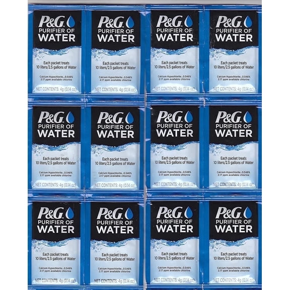 P&G Purifier of Water Portable Purification Packets, Emergency Drinking Powder for Camping, Hiking, Backpacking, and Travel (12 pack)
