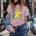 thumbnail image 2 of UANWENN T-Shirts Décontractés pour Femmes avec Imprimé Ruban de Sensibilisation au Cancer, Manches Courtes, Col Rond, Style de Base pour le Quotidien, Chandails Athlétiques, Paquet Femmes, T-Shirts pour Femmes, Hauts de Couleur Unie pour Femmes, Court, 2 of 5