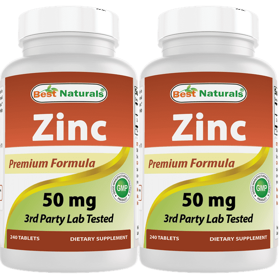 2 Pack Best Naturals Zinc 50 mg 240 Tablets