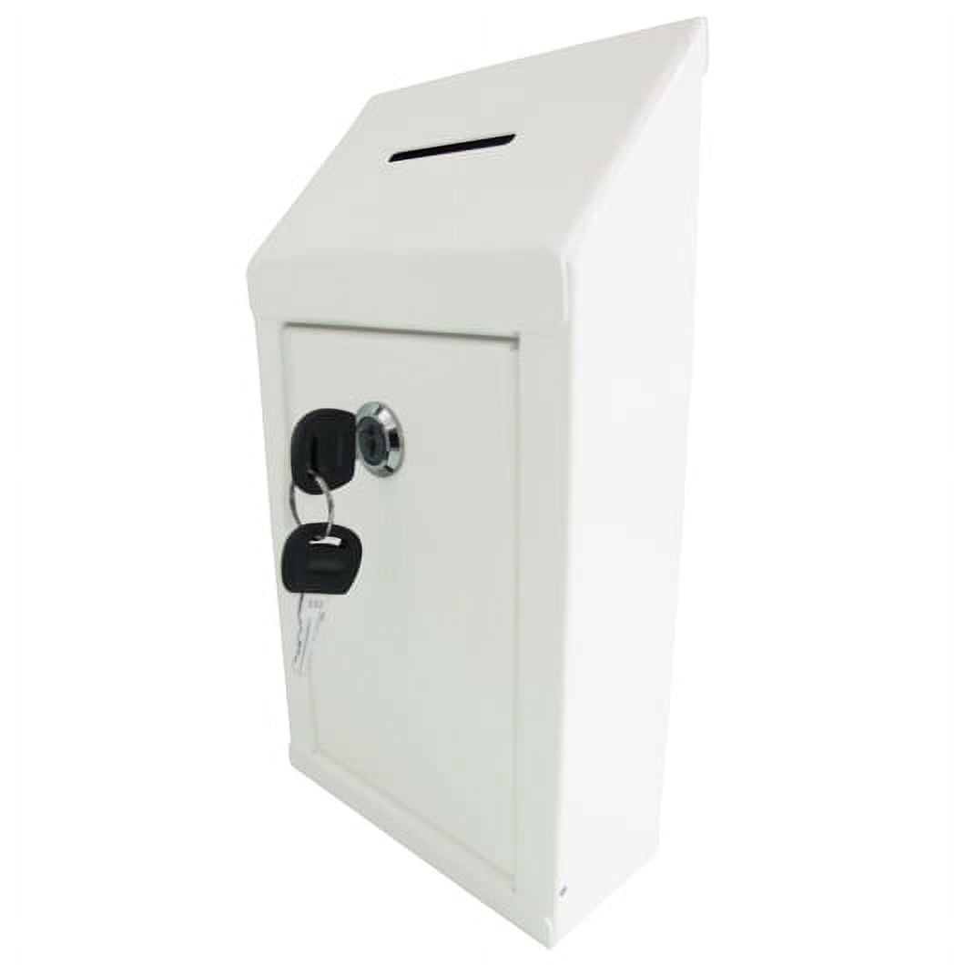 Metal Donation Box with Top Coin Slot and Lock with 2 Keys