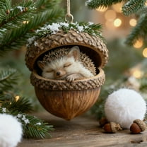 RICHMJ Forest Animal Acorn Ornaments – Cozy Forest Christmas Ornaments, 2026 New Pine Cone Animal Decoration, Woodland Creature Figurine, Acrylic Hanging Ornament Home Party Décor
