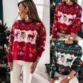 thumbnail image 2 of Suéter europeo y americano para mujer, suéter largo holgado con cuello redondo y jacquard navideño de Independent Station, 2 of 5