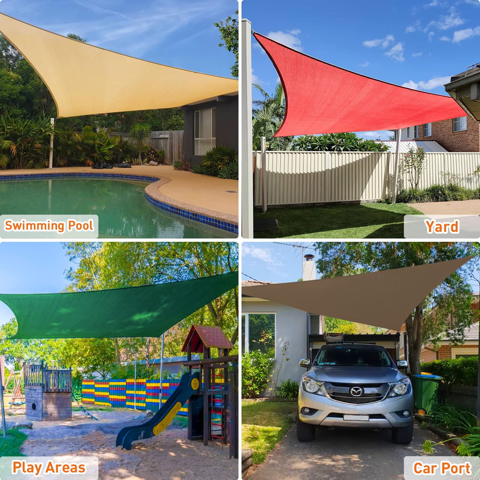 Outdoor Sunshade Sail Canvas Canopies & Privacy Screens Shading for Patio Garden Backyard, 16'x16'