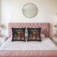thumbnail image 2 of Set of 2 Decorative Throw Pillow Covers 18x18in - Cozy Book Stack Design with Colorful Hats - Perfect for Couch Bed or Car, 2 of 8