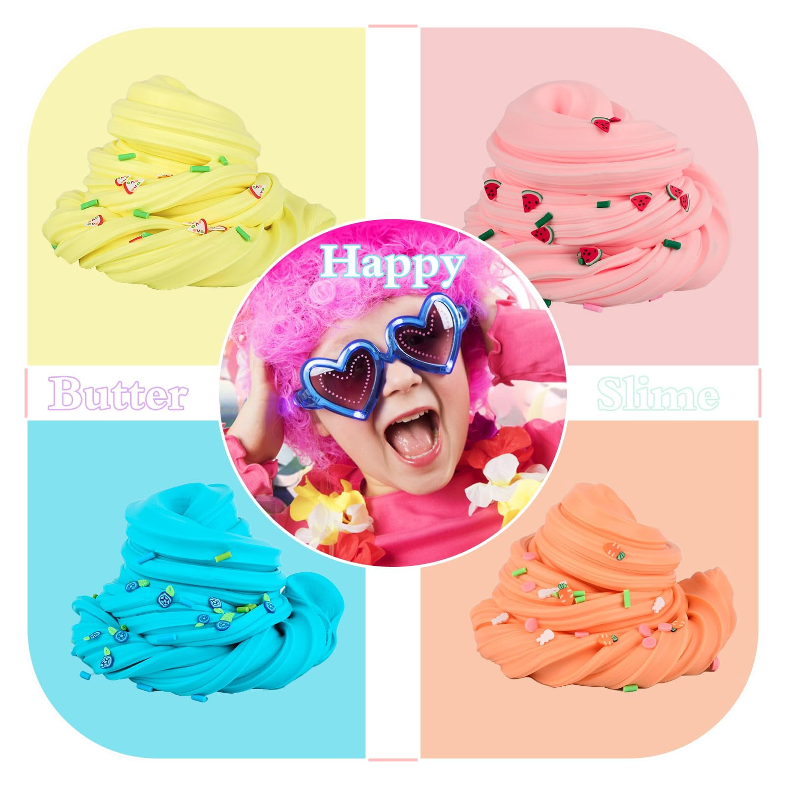 58 Pack Mini Easter Slimes kit, Butter Slime Party Favors, Slime Bulk Toy for Classroom Prizes, Goodie Bag Stuffers for Kids Boys Girls, Ideal Birthday Easter Filling Gifts