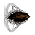 thumbnail image 1 of Bague en Argent Sterling Rhodié Quartz Fumé avec Diamant, 1 of 2