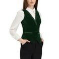 thumbnail image 4 of INSPIRE CHIC Velvet Suit Waistcoat for Women's Retro Sleeveless Steampunk Blazer Dressy Vest M Dark Green, 4 of 6