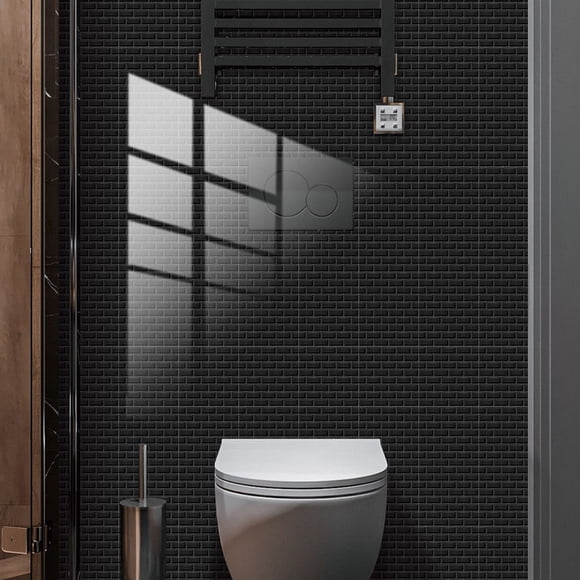 TABLZONE 10Pcs Black PVC Adhesive Tile Sticker for Kitchen Bathroom Wall Decor Removable
