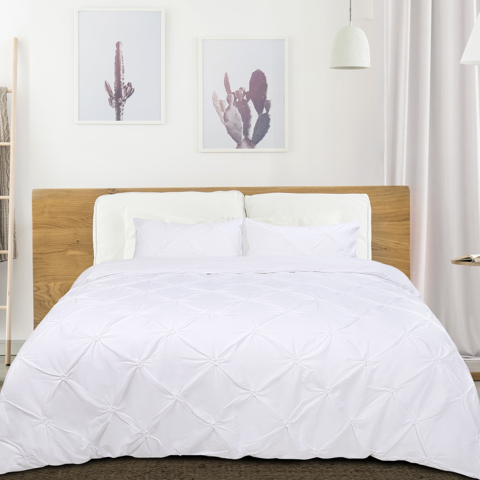 Pinch Pleate Pintuck 3 Piece Duvet Cover Set,Include 1 Duvet Cover and