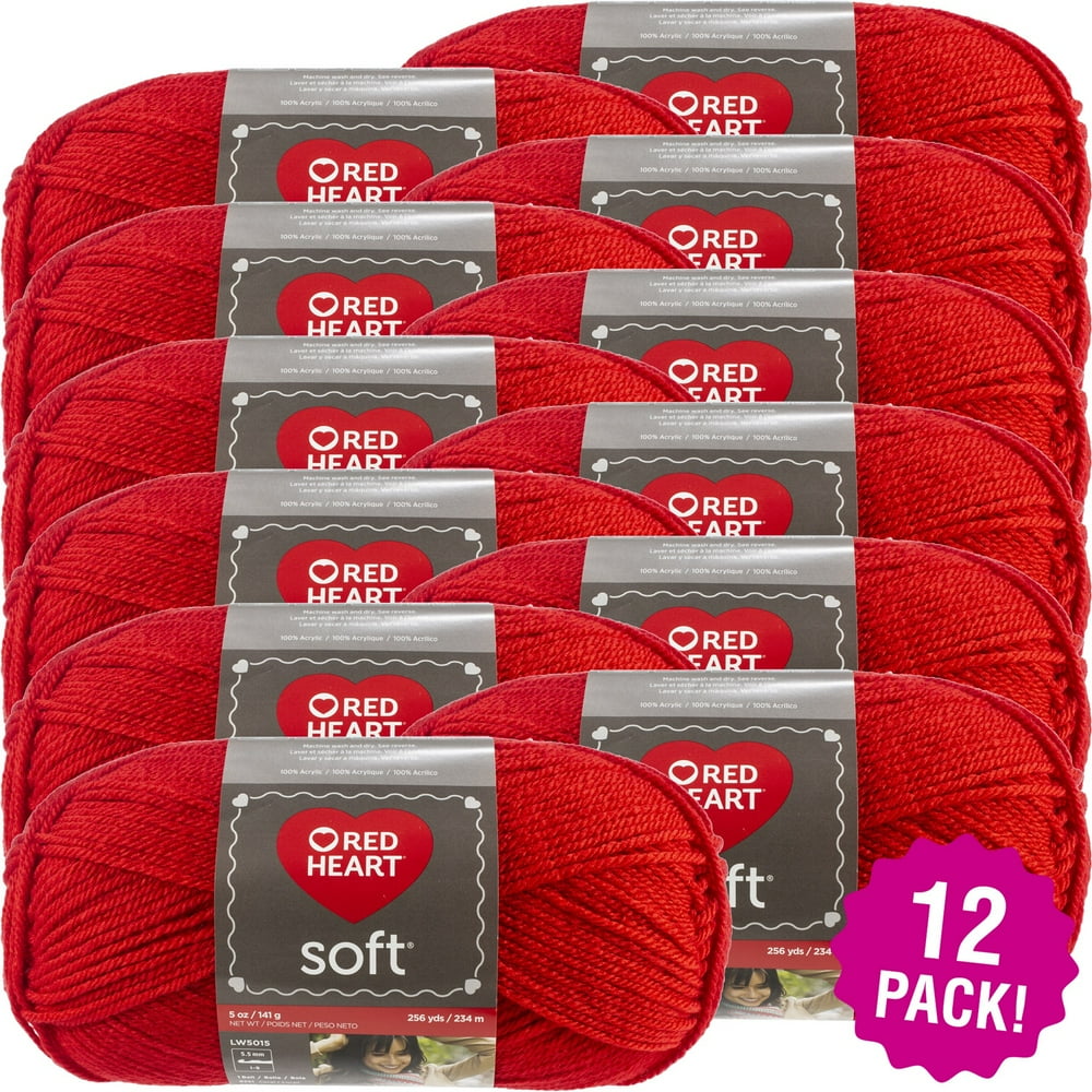 Red Heart Soft Yarn Cherry Red, Multipack of 12 Red Heart Soft Yarn Cherry Red, Multipack of 12