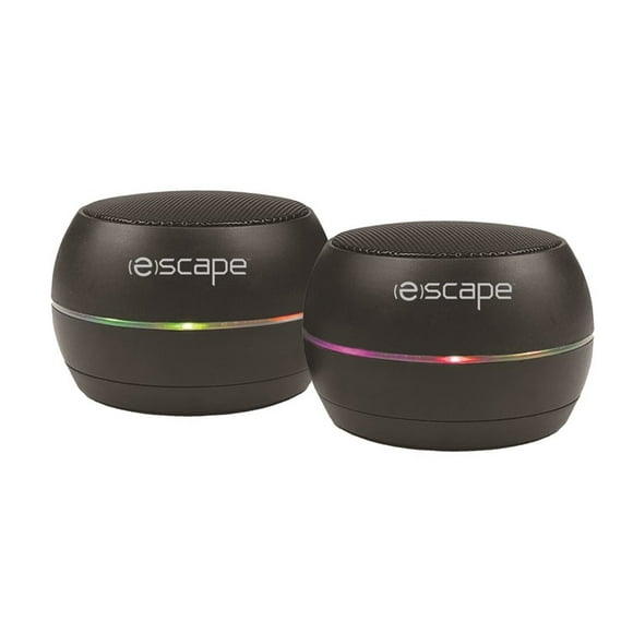 Escape - Set de 2 Haut-Parleurs Sans Fil avec Éclairage à LED, Radio FM et Microphone, Noir