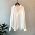 thumbnail image 1 of Camisa de manga larga con botones para mujer, blusa informal, elegante, estilo coreano, para oficina, novedad, verano, Otoño e Invierno, 1 of 2