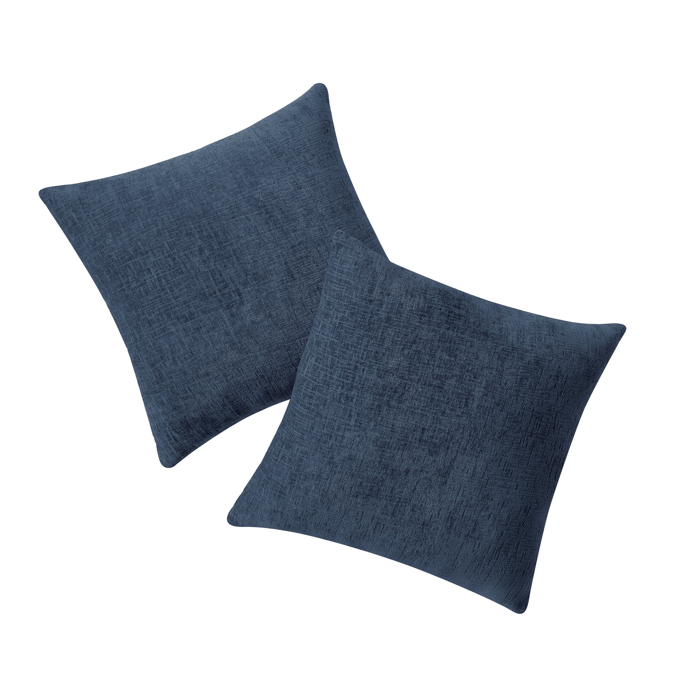 Navy Solid Chenille Decorative Pillow Set, Mainstays, 18" x 18", 2 Pieces