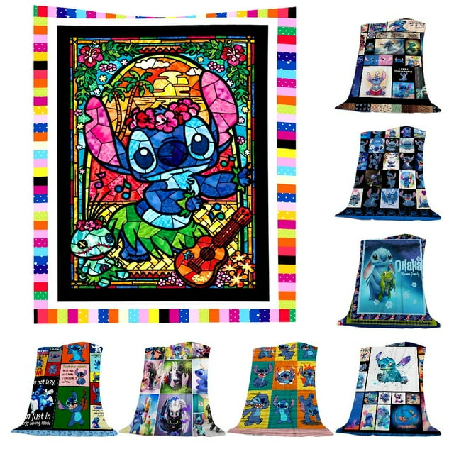 Stitch Cartoon Stitch Throw Blanket Fuzzy Cozy Microfiber Fleece Sherpa