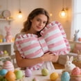 thumbnail image 5 of Orangide Striped Easter Pillow Decorative Throw Pillow With Bow Rabbit Design Cushion Cover For Living Room Couch Sofa Bedroom Spring Home Decor, 5 of 9
