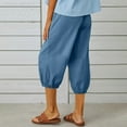 thumbnail image 6 of HomeGardon Women's Casual Lantern Tapered Harem Pants Summer Basic Baggy Slacks with Pocket Loose Fit Style Flax Ankle Trousers Womens Summer Capris,S-3XL, 6 of 6