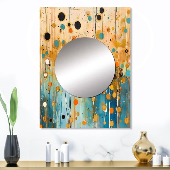 Designart "Considering the Possibilities V" Minimalism Mirror Wall Decor - Modern Brown Abstract Mirror Wall Art For Entryway - 32" x 24" Inch