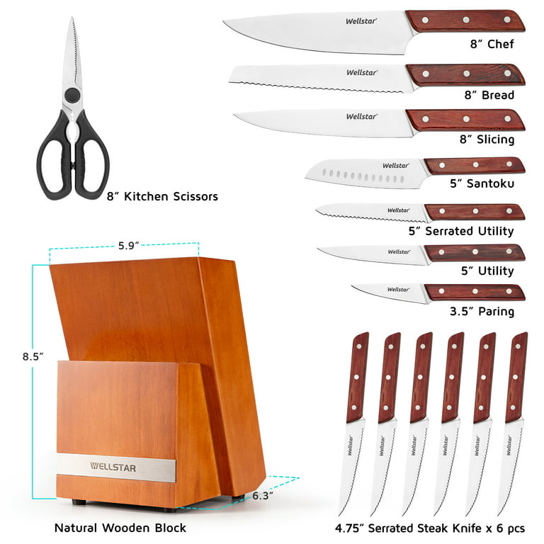 WELLSTAR 3 Piece Stainless Steel Assorted Knife Set & Reviews