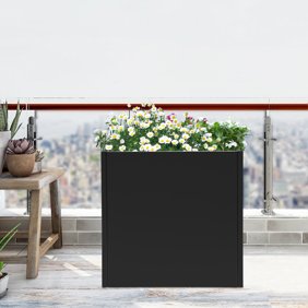26*26*26inch Steel Planter Box Black Flowerpot Indoor Outdoor Plant Cube Pot