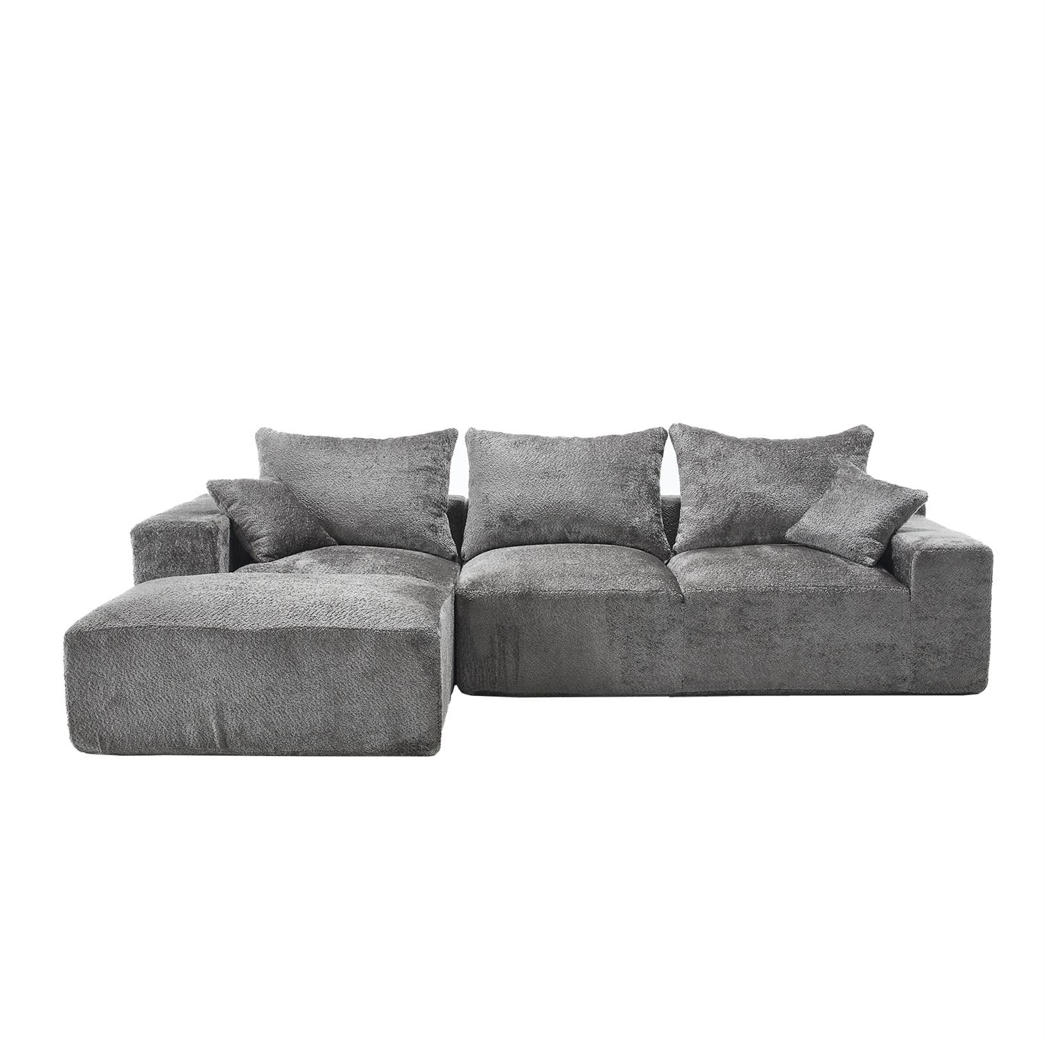 Demi Bonn 108" Modern L-Shaped Sofa, Premium Fabric Couch with Deep Seating, Freestyle Setup, No Assembly Needed for Living Room Relaxation, Gray