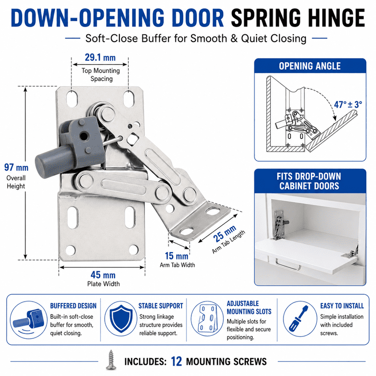 Begot 1 Pair Soft-Close Tip-Out Tray Hinges – 45° Adjustable Tilt Hardware For Kitchen, Bath, And Closet Cabinets (Damping Type)