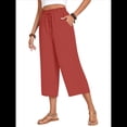 thumbnail image 2 of Pantalones Cortos para Mujer, Informales, con Cordón y Bolsillos, Holgados, de Cintura Alta y Pierna . Naranja Rojo XXL, 2 of 6