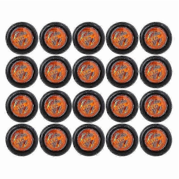 20x 3/4inch 3led Side Marker Lights Trailer Truck Turn Light Clearance Light Amber