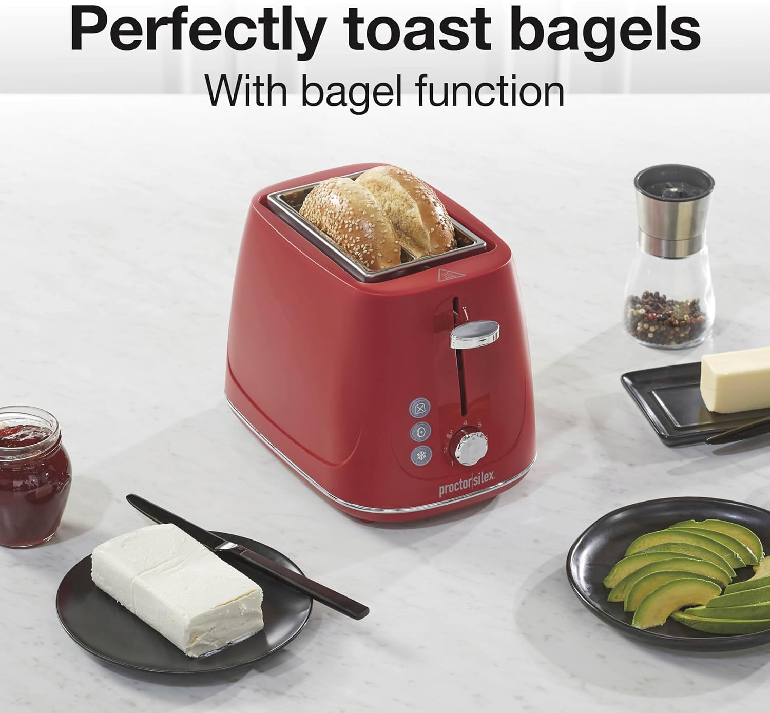 Plastic 2 Slice Toaster, Bal, Defrost & Cancel Buttons, Browning Control With 7 Shades, Auto Shutoff, Slide-Out Crumb Tray, Red (22661)