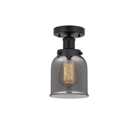 616-1F-BK-G53 Innovations Lighting Oxford - 1 Light Semi-Flush Mount In Industrial Style-8.25 Inches Tall and 6.5 Inches Wide-Matte Black Finish-Light