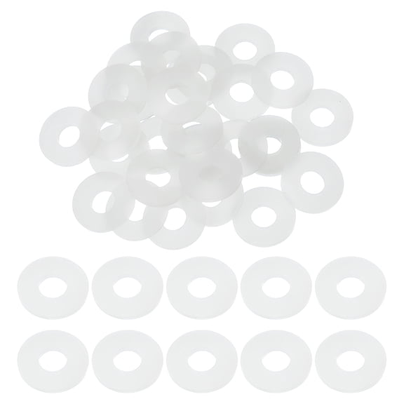 30 Pcs M8 Silicone Flat Washers 8mm ID 20mm OD 2mm Thick Plain Washer Grommets Sealing Spacer Gasket Ring Water Hose Washers, White