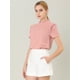 thumbnail image 2 of INSPIRE CHIC Blusa Tops De Lunares Volante Fruncido Manga Corta Cuello Alto Para Mujeres Rosa L, 2 of 6