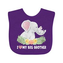 Inktastic I Love My Big Brother Elephant Family with Flowers Boys or Girls Baby Bib