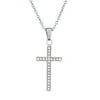 Jewelry CZ Stainless Steel Silver-Tone Cross Religious Pendant, 18 Chain