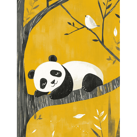 Cute Panda Canvas Painting/Wall Art, Suitable for Living Room, Bedroom, Nursery, Office, and Dining Room Decoration.
