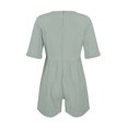 thumbnail image 4 of VIWORLD Women's Solid Color Casual Short Sleeve Romper, V-Neck Summer Jumpsuit with Pockets Light Blue，2XL, 4 of 17