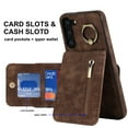 thumbnail image 4 of Nalacover for Samsung S22, Wallet with RFID Credit Card Holder and Zipper Pocket,Drop Protection Flip Cover Ring Holder Kickstand with Double Magnetic Clasp for Samsung Galaxy S22, Brown, 4 of 10