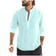 thumbnail image 2 of pstuiky Camisas casuales de manga larga para hombre, Blusa de cuello alto con mangas largas y botones de color liso para hombre salir tops xxl, 2 of 6