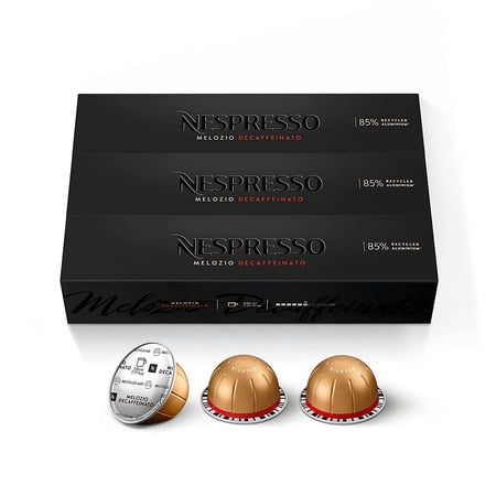 Nespresso Capsules Vertuo Melozio Decaffeinato, Medium Roast Espresso, 30 Count Coffee Capsules, Brews 7.77 fl. oz.