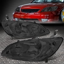 NUVISION for 04-05 Honda Civic Sedan Coupe Smoked Lens Clear Corner Headlight Headlamp