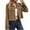 Khaki, variant on Aueoeo Women's Cropped Jacket Spring Lapel Button Up Casual Short Shacket Jackets Coats with Pockets