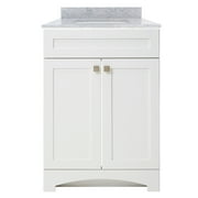 Monterrey 25" Flat White Vanity with Carrara White Marble Top