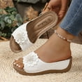 thumbnail image 3 of Mepaouo Womens Wedge Sandals 2025 Flower Summer Dressy Flats Open Toe Boho Casual Walking Shoes, 3 of 8