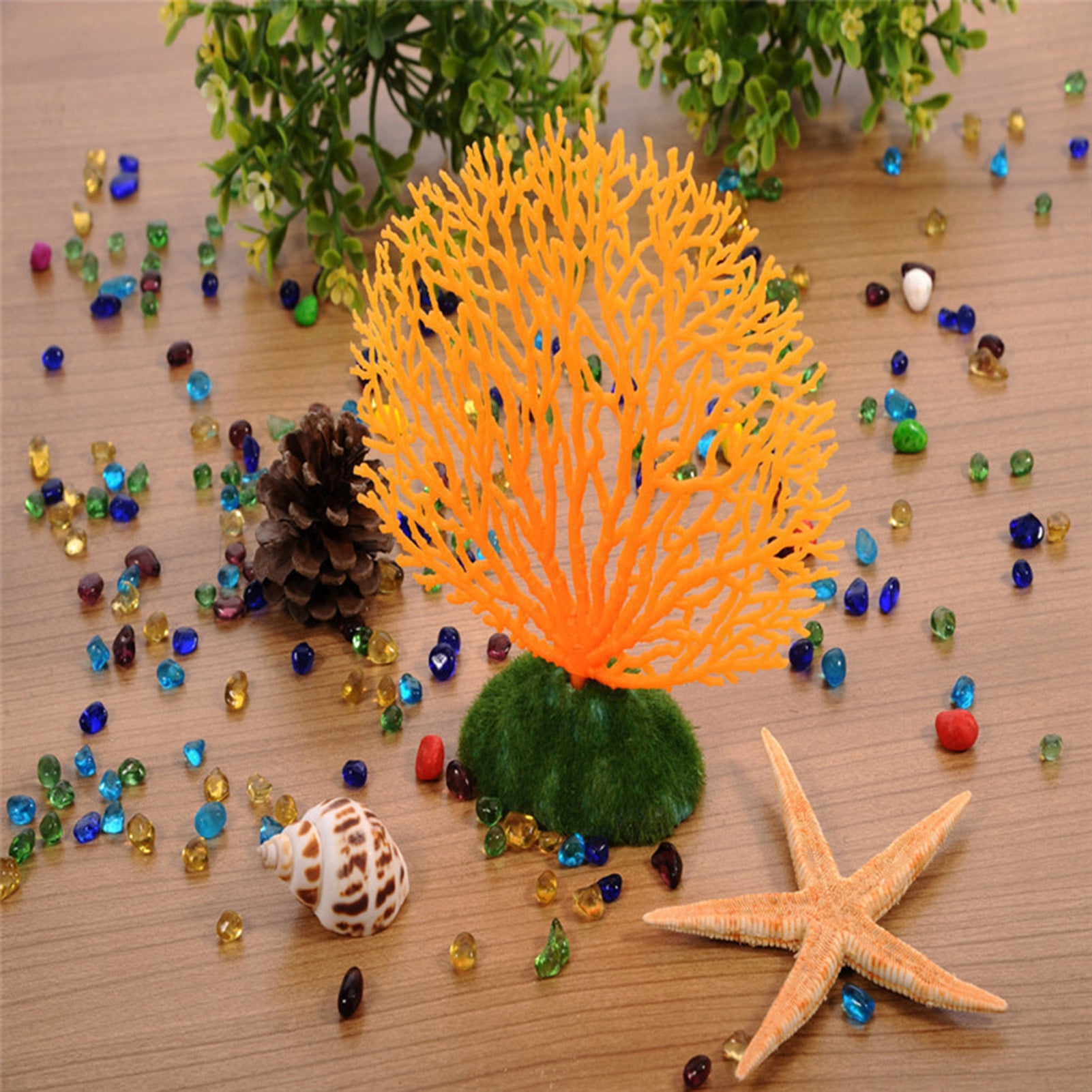 SPRING PARK Artificial Coral Ornament Strip Coral Plant Ornament Glowing Effect Silicone Artificial Decoration for Fish Tank Aquarium Landscape