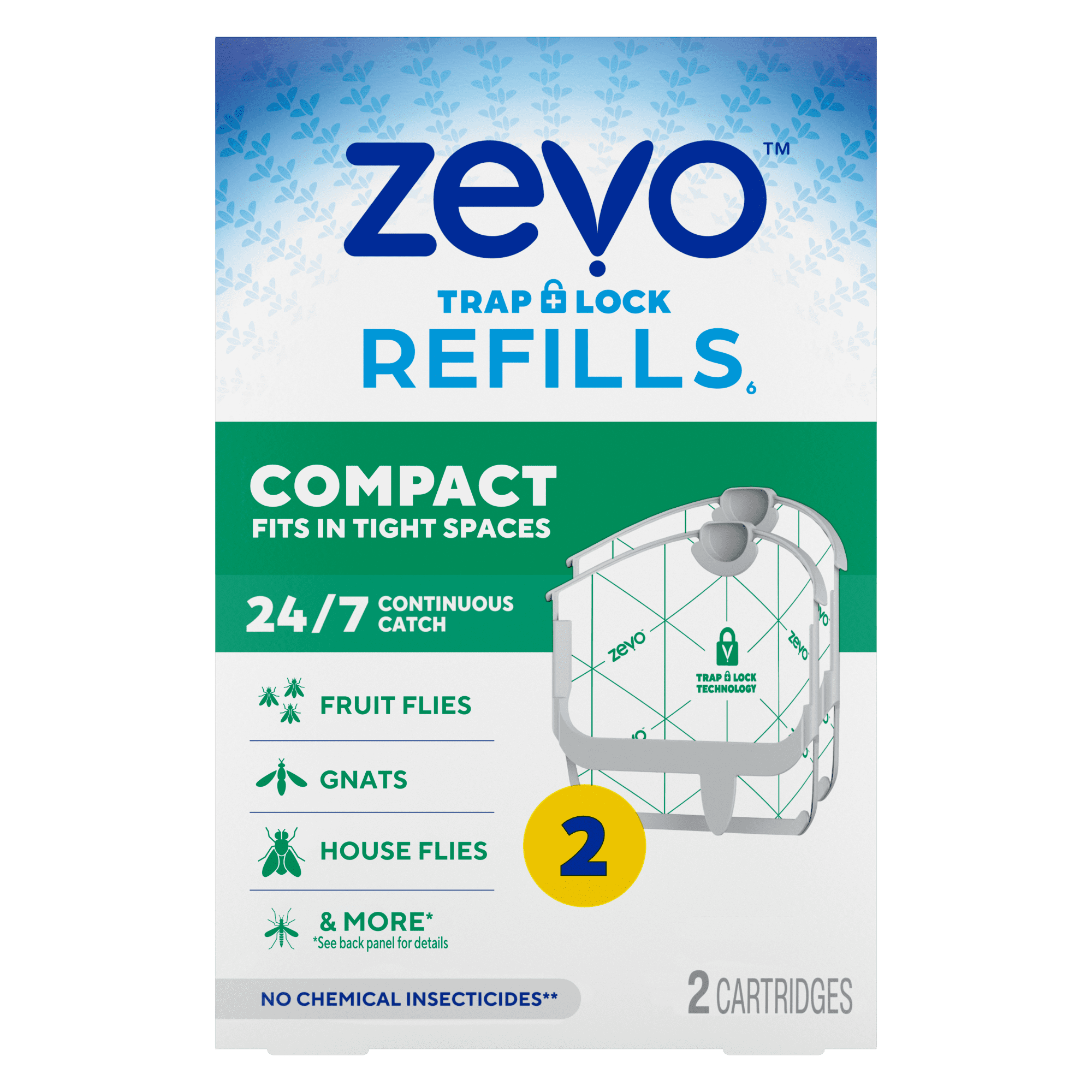 Zevo Compact Flying Insect Trap Refill - 2 Compact Refill Cartridges
