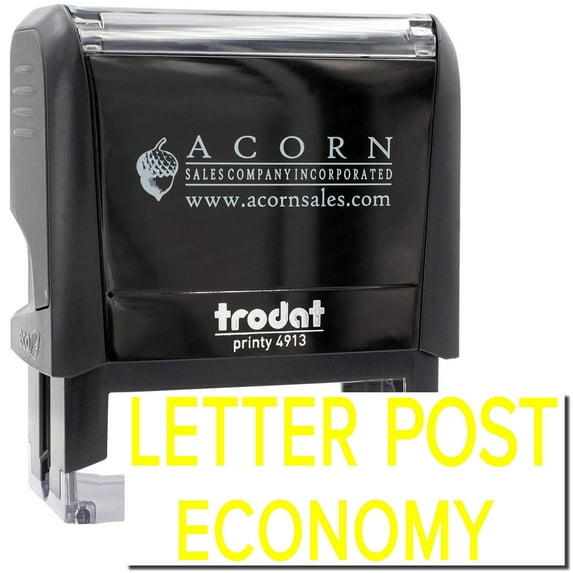 Large Self-Inking Letter Post Economy Stamp, Trodat Printy 4913, Press and Print Stamping, Impression Size 7/8" x 2-1/4", Up to 10,000 Impressions - Yellow Ink