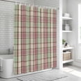 thumbnail image 6 of Buffalo Plaid Shower Curtain, Waterproof Shower Curtains for Bathroom, Farmhouse Red Green Beige Check Gingham Washable Fabric Bathtub Curtain Set Bath Decor with 12 Hooks Extra Long 72"x96", 6 of 8