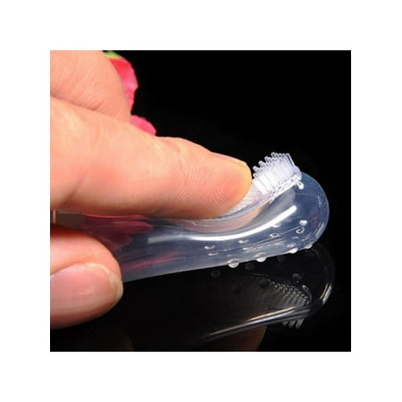 Topumt Transparent Soft Silicone Pet Dog Cat Finger Toothbrush Bad Breath Care Cleaning