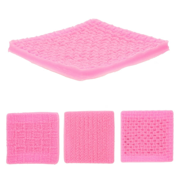 HONITANO 4Pcs Pink Silicone Mold Knitting Texture Embossed Design For Cake Making And Baking