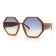 thumbnail image 6 of Womens Octagonal Oversized Retro Chic Fashion Double Rim Sunglasses Dark Beige - Black Beige, 6 of 8
