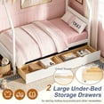 thumbnail image 4 of Bellemave Twin Size Montessori Bed with Storage Drawers, Wooden House Bed with Headboard, Twin Platform Bed Frame with Roof for Kids, No Box Spring Needed, White, 4 of 10